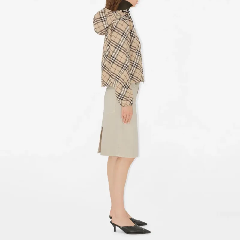 Burberry Checked Hooded Zip Up Jacket-3