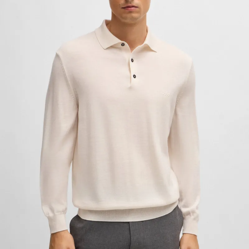 HUGO BOSS Logo embroidered Virgin Wool Polo Shirt-2