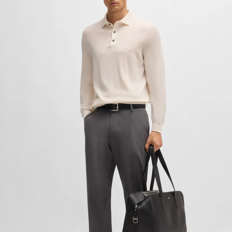 HUGO BOSS Logo embroidered Virgin Wool Polo Shirt-1