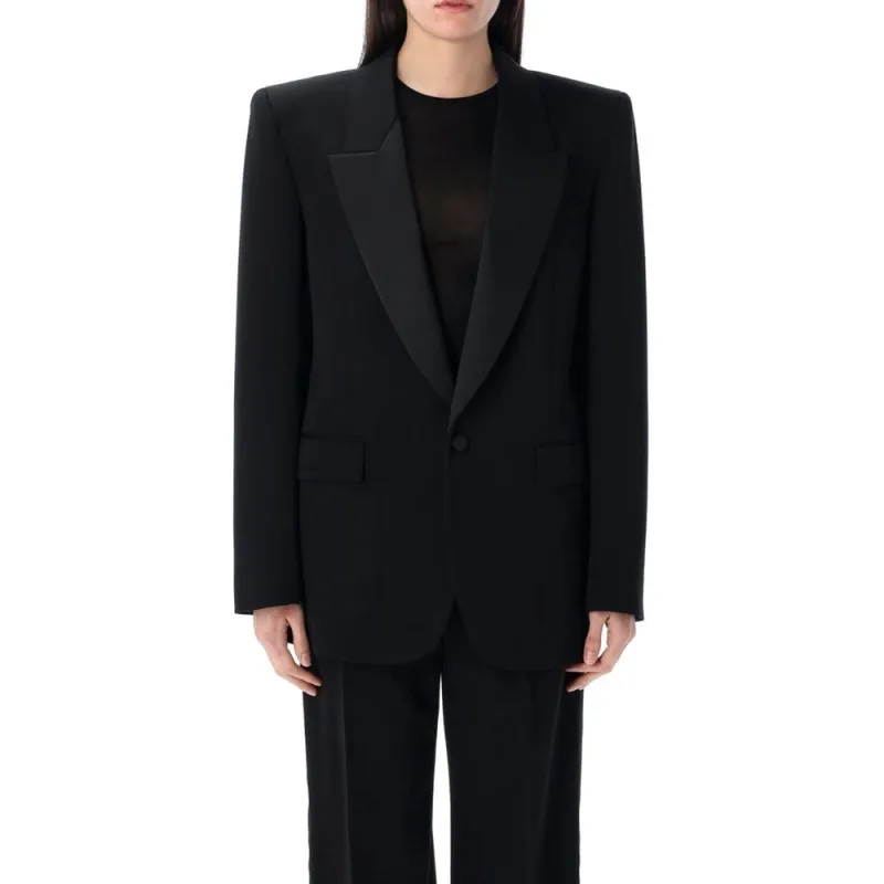 SAINT LAURENT Single Breasted Tuxedo Jacket-3