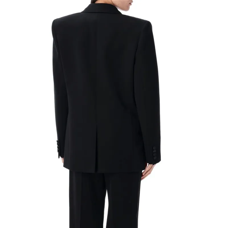 SAINT LAURENT Single Breasted Tuxedo Jacket-4