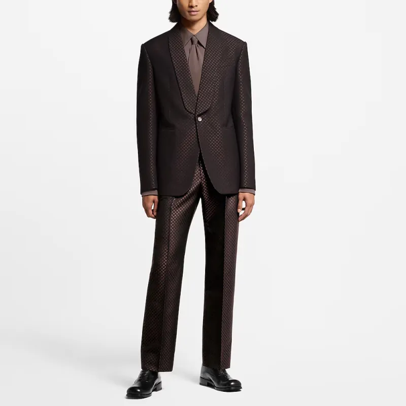 Lv Wool Silk Blend Monogram Evening Cigarette Pants-1