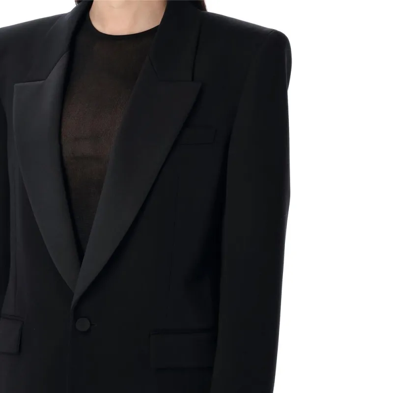 SAINT LAURENT Single Breasted Tuxedo Jacket-5