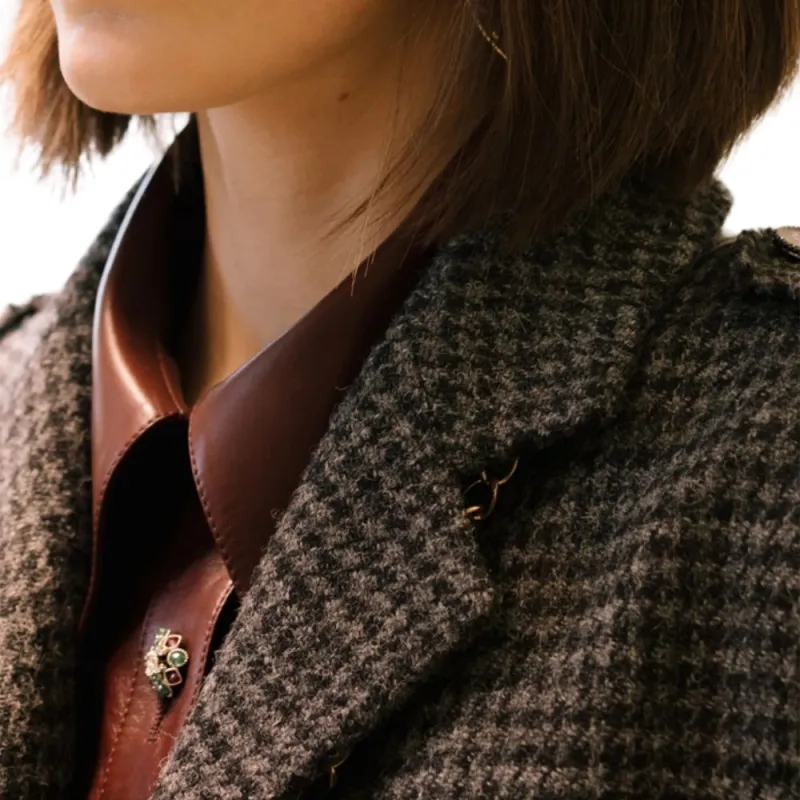 CHANEL Coats Women's Gray Black-4