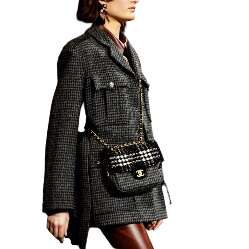 CHANEL Coats Women's Gray Black-1
