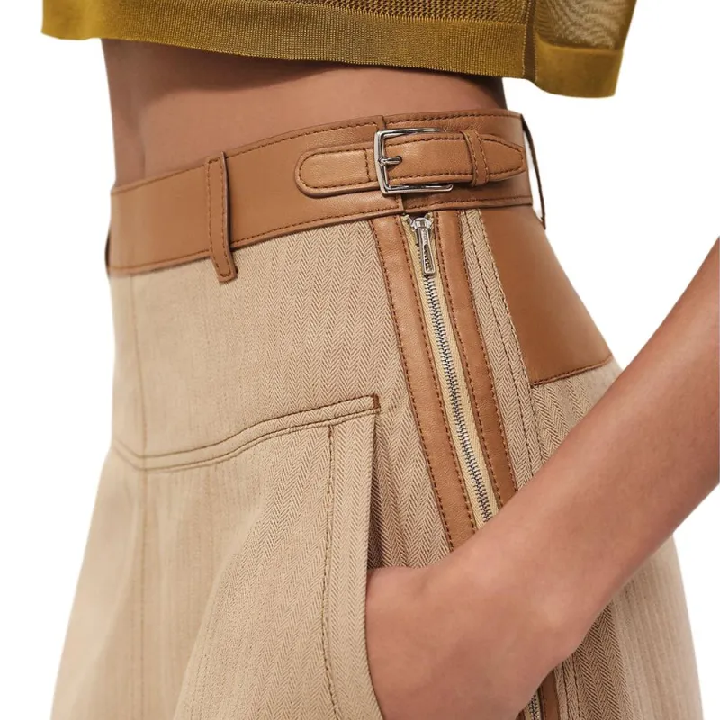 HERMES Kelly SS25 Casual Long Skirt Women's Beige-3