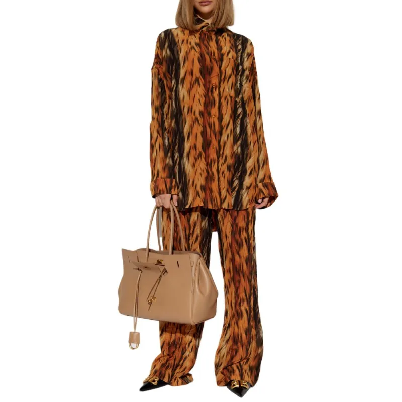 Balenciaga Fur Print Straight Leg Pants-1