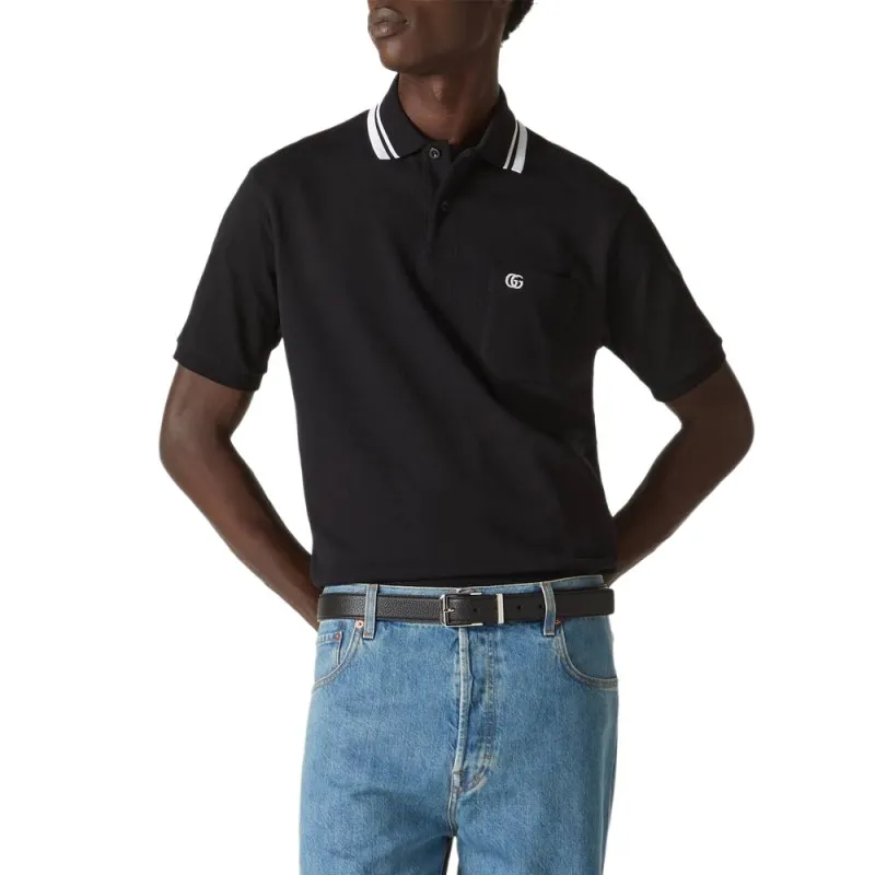 GUCCI Logo Embroidered Short Sleeve Polo Shirt-4