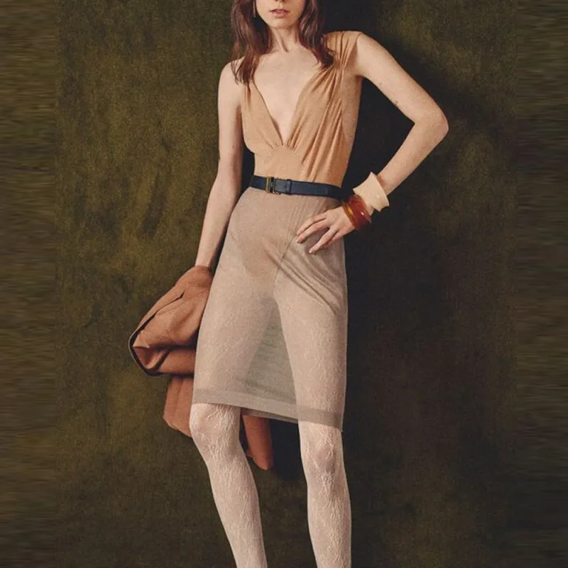 SAINT LAURENT Cross Back Sleeveless Bodysuit-3