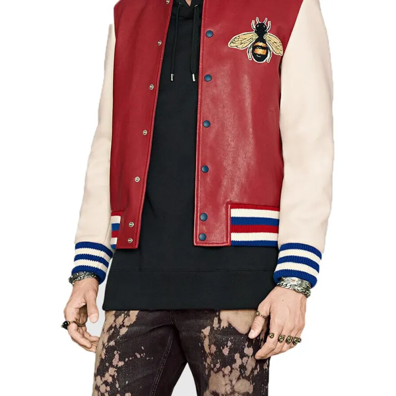 GUCCI Leather Jackets Men Red-4