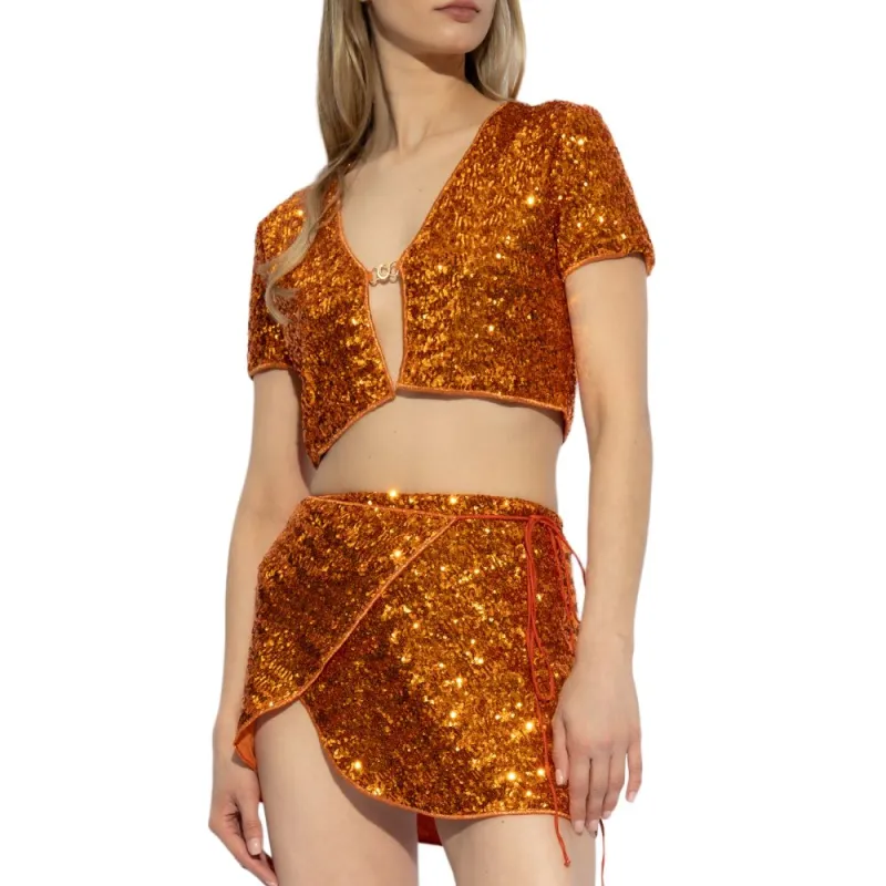 Oséree Sequin Embellished Cropped Cardigan-4