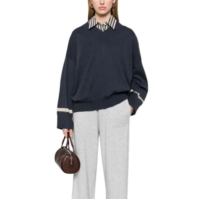 Brunello Cucinelli V Neck Drop Shoulder Jumper-2