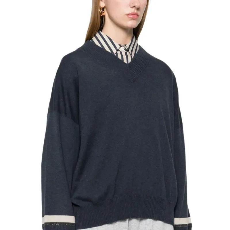 Brunello Cucinelli V Neck Drop Shoulder Jumper-5