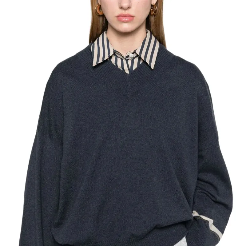 Brunello Cucinelli V Neck Drop Shoulder Jumper-3