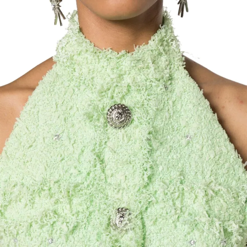 BALMAIN Sleeveless Dress Women's Light Green-4