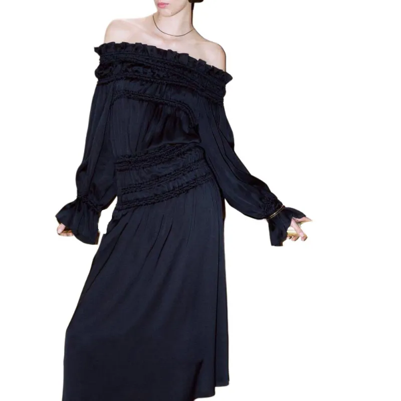 SAINT LAURENT Long Sleeved Dress Women's Black-3