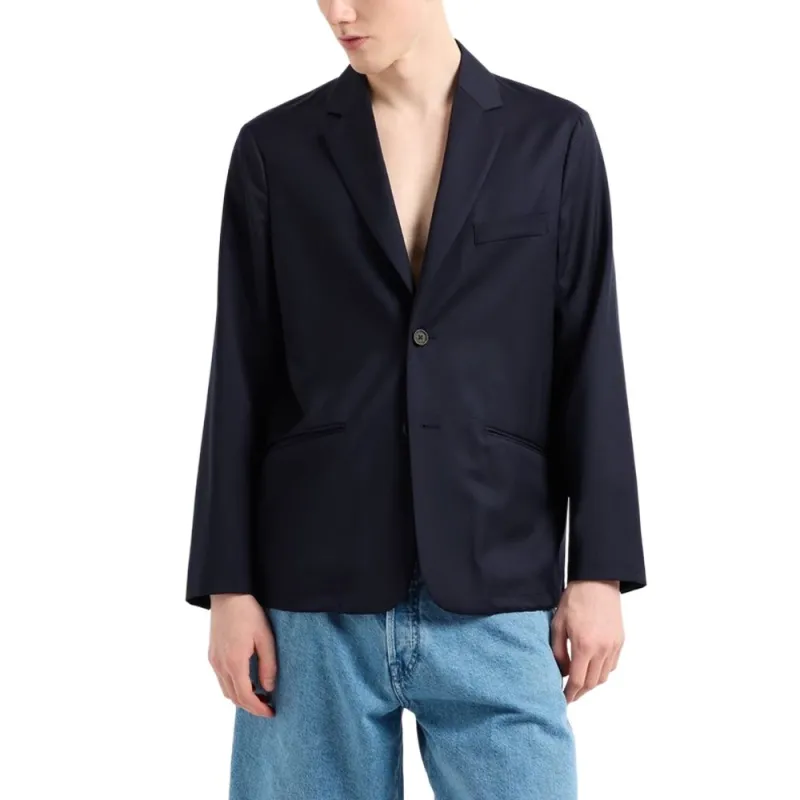 EMPORIO ARMANI Single breasted Jacket In A Lightweight Virgin wool Blend Twill-1