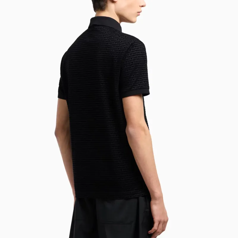 EMPORIO ARMANI Asv Lyocell blend Jersey Polo Shirt With Flocked Lettering All Over-3