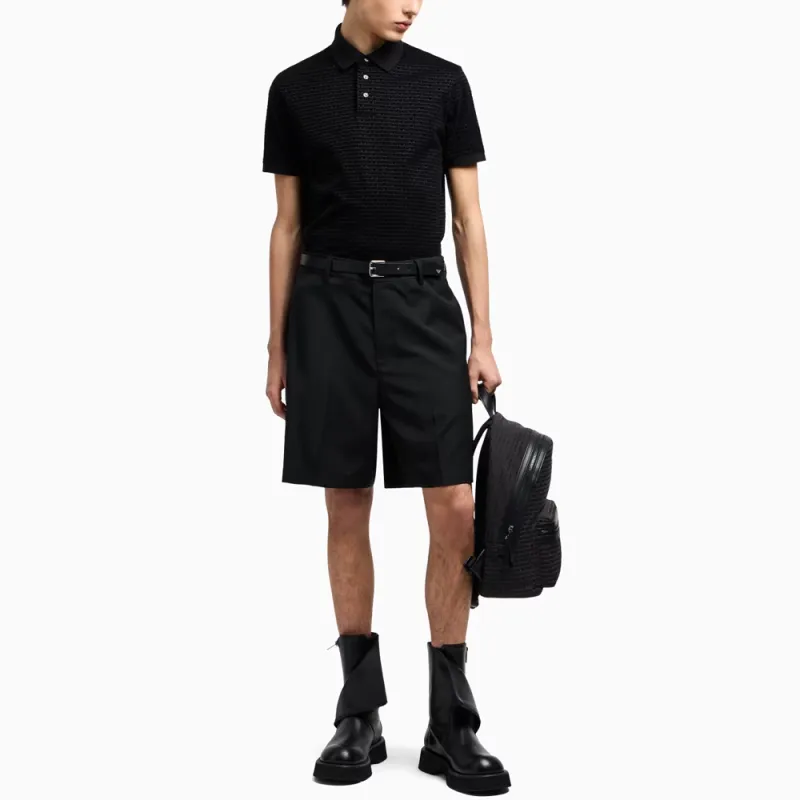 EMPORIO ARMANI Asv Lyocell blend Jersey Polo Shirt With Flocked Lettering All Over-1