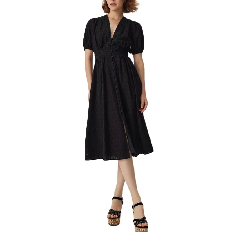 Diane Von Furstenberg SS25 Short Sleeved Dress Women's Black-1