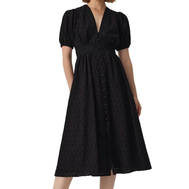 Diane Von Furstenberg SS25 Short Sleeved Dress Women's Black-3