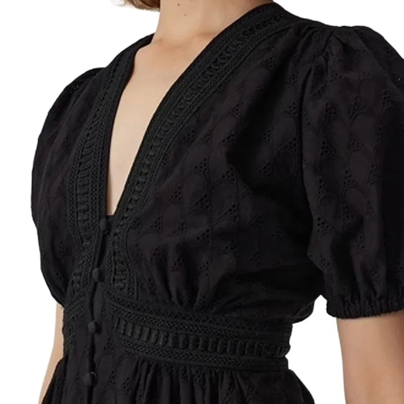 Diane Von Furstenberg SS25 Short Sleeved Dress Women's Black-5
