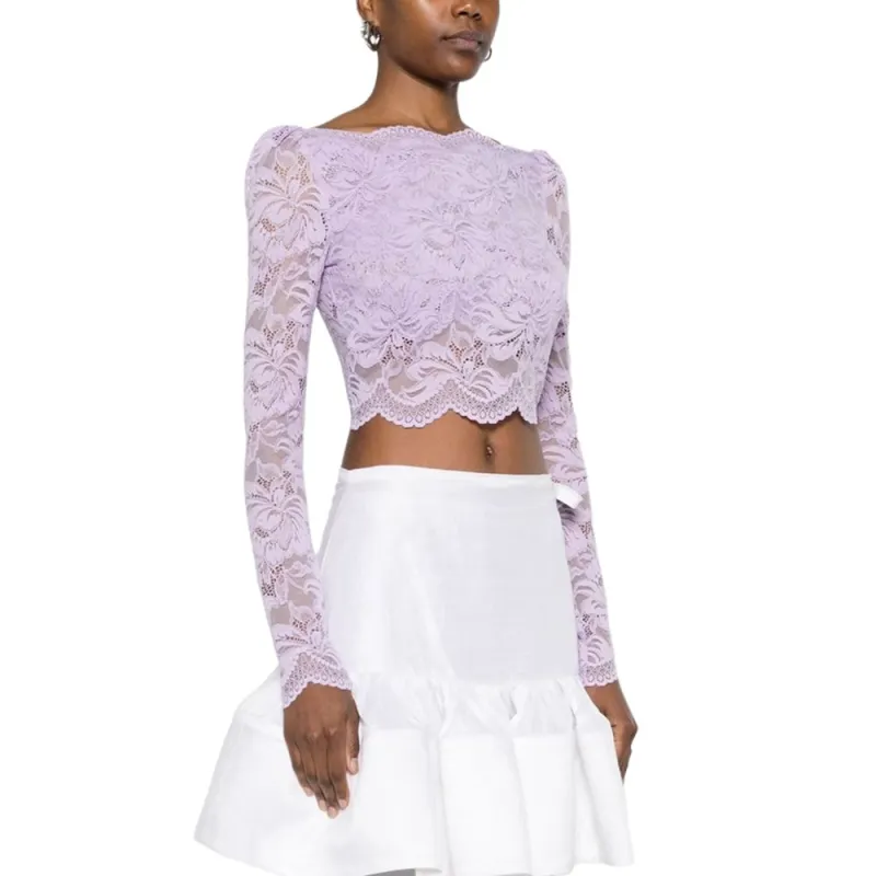 Paco Rabanne Lace Crop Top 'French Lavander'-2