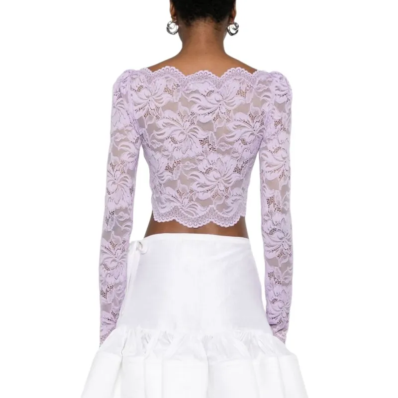 Paco Rabanne Lace Crop Top 'French Lavander'-3
