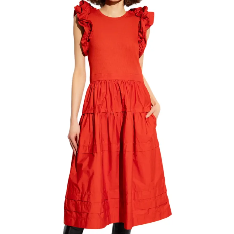 Ulla Johnson Ruffled Tiered Midi Dress-1