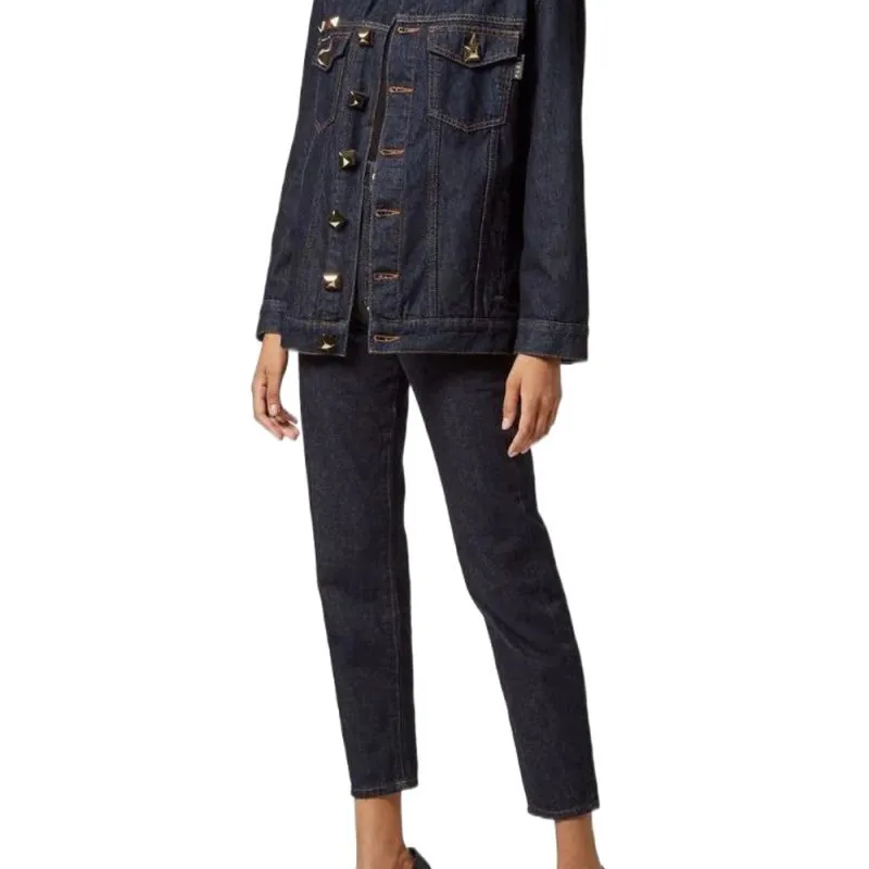 PHILIPP PLEIN FW22 Denim Jacket Women's Dark Blue-4