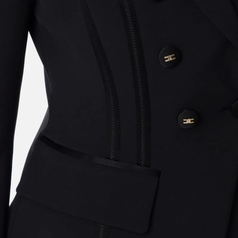 Elisabetta Franchi Satin detail Crepe Blazer-3