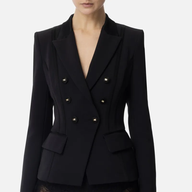 Elisabetta Franchi Satin detail Crepe Blazer-1