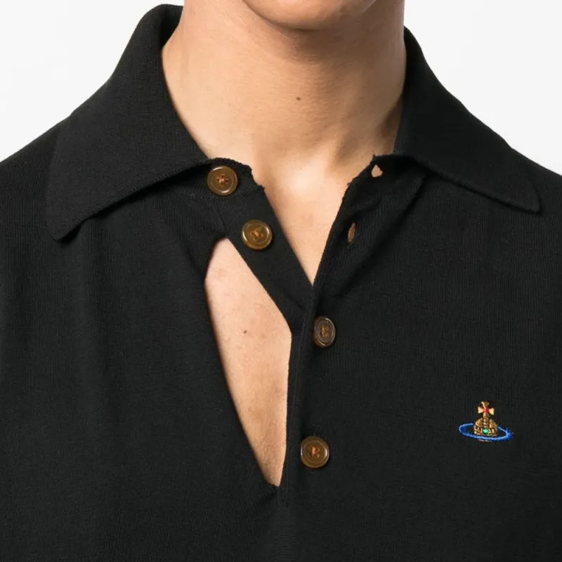 Vivienne Westwood Orb Embroidered Distressed Polo Shirt-4