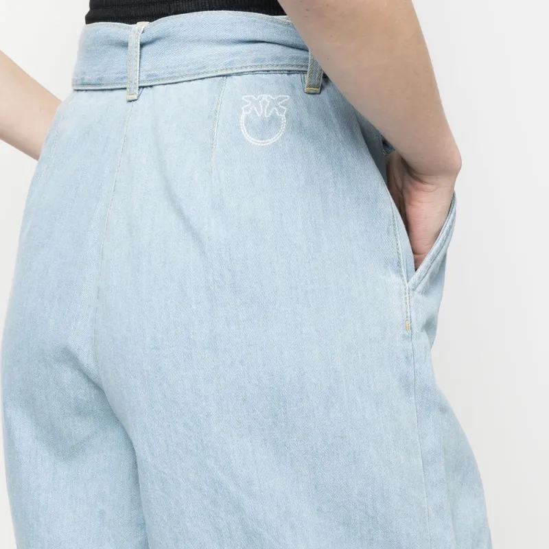 PINKO Belted Denim Shorts-5