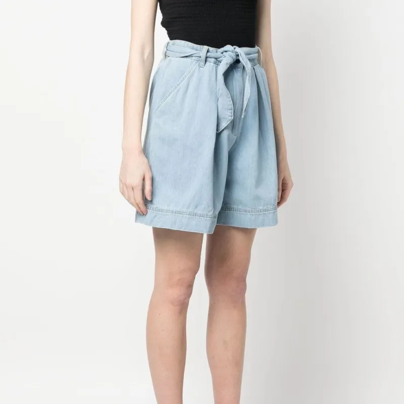 PINKO Belted Denim Shorts-4
