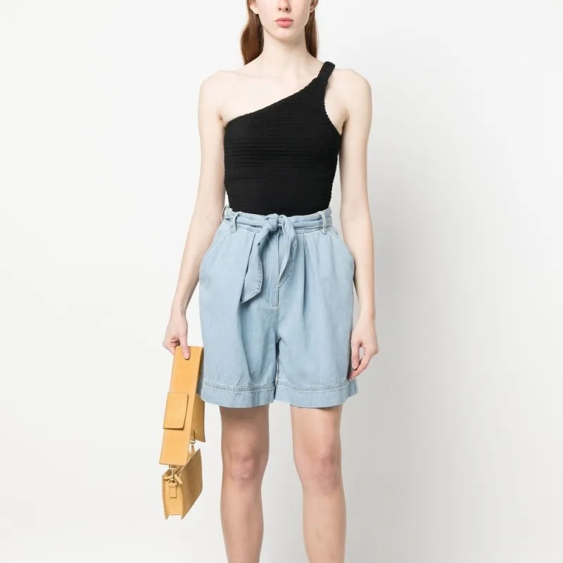 PINKO Belted Denim Shorts-2