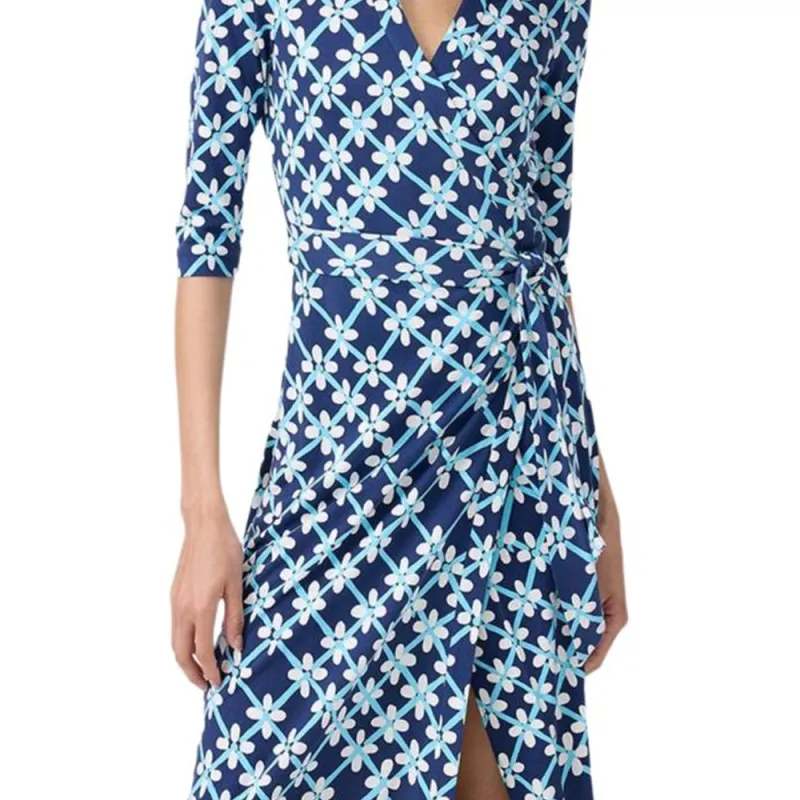 Diane Von Furstenberg FW25 Long Sleeved Dress Women's Blue-3