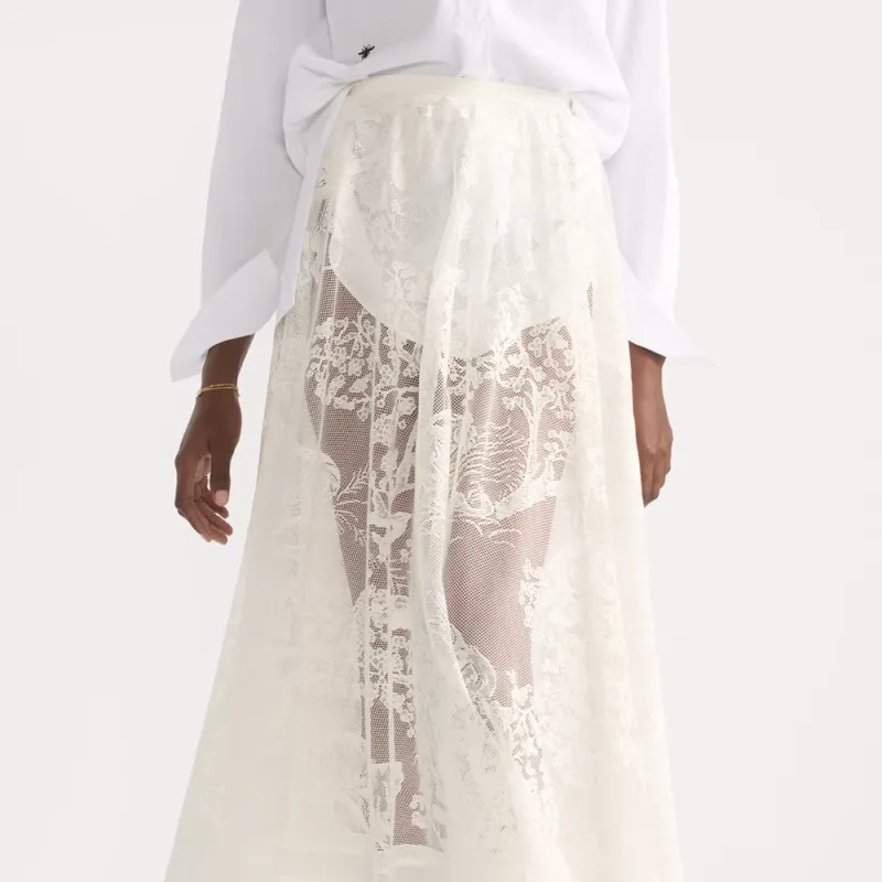 DIOR Casual Long Skirt Women's Beige-2