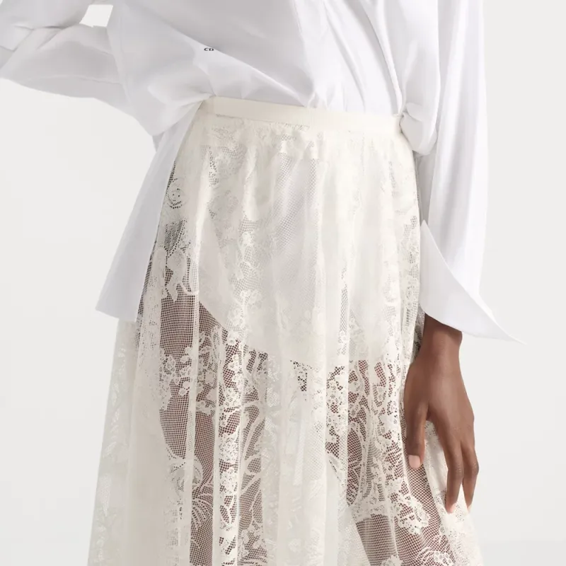 DIOR Casual Long Skirt Women's Beige-3