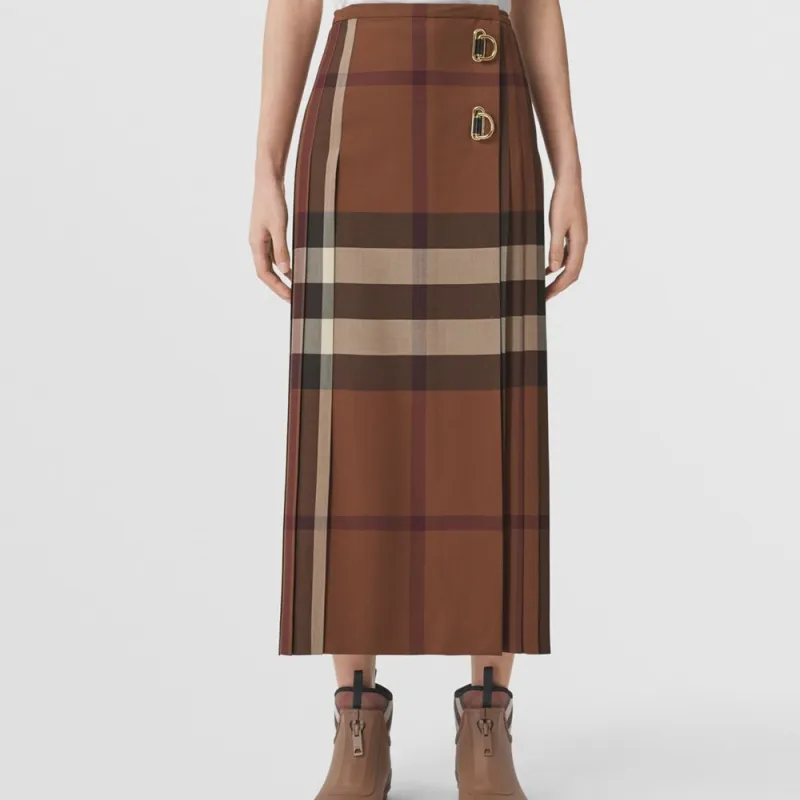 Burberry SS22 Casual Long Skirt Women's Brown-3
