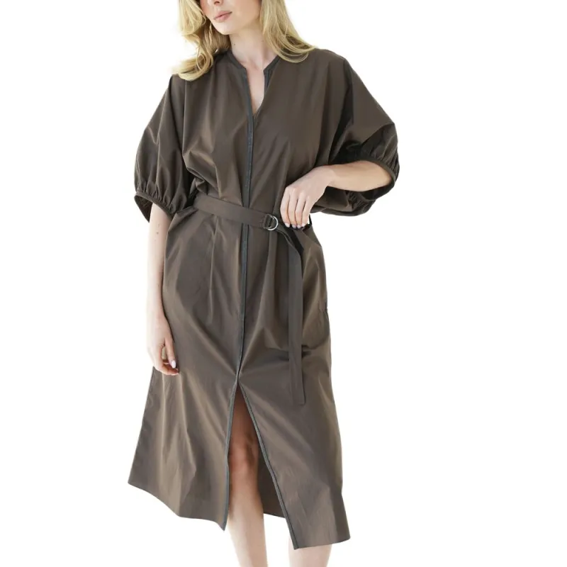 Brunello Cucinelli Embellished Belted Midi Dress-2