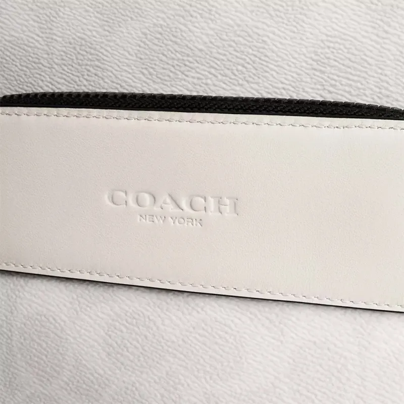 COACH Gotham Coated Canvas With Calfskin Messenger Bag, Crossbody Bag, Sling Bag Small Size Men's White & Black-3