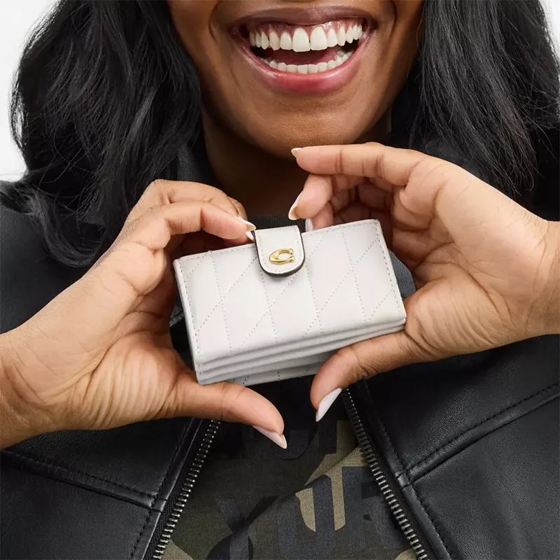 COACH Essential Nappa Leather Card Holder Mini Women's White-2