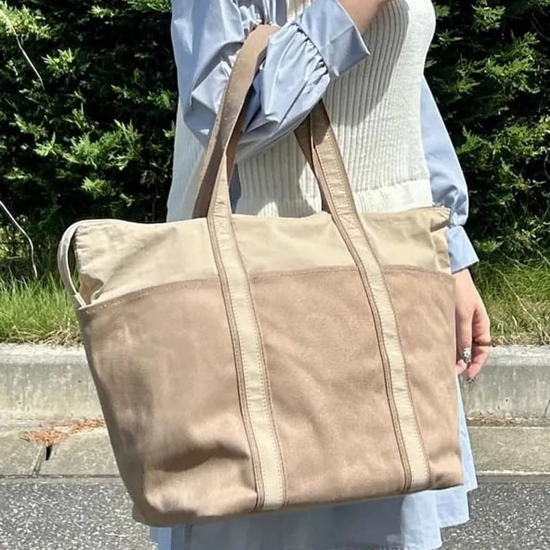Beams Cotton With Rayon Tote Bag, Shopping Bag, Handbag, Shoulder Bag Women's Light Umber-4