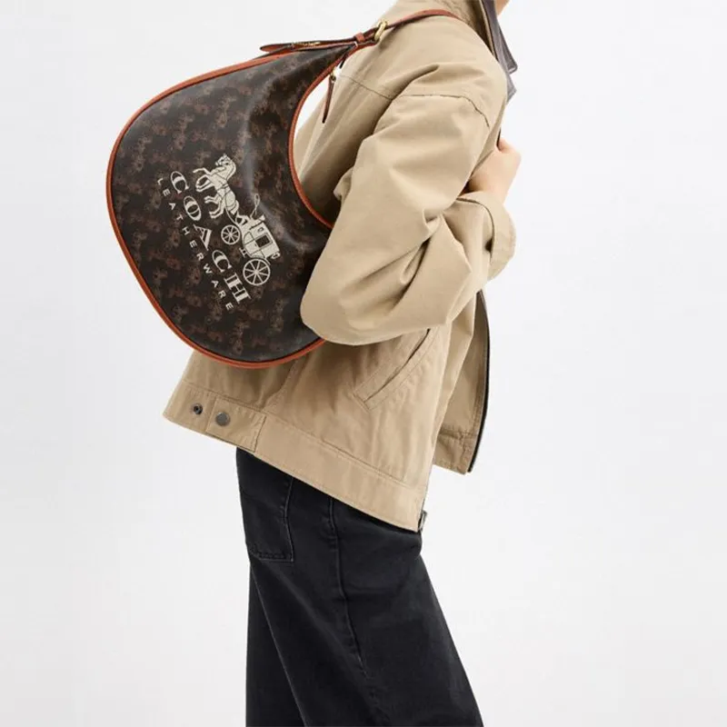 COACH Ace Artificial Leather With Cow Leather Crescent Bag, Crossbody Bag, Shoulder Bag Tubas Women's Truffle-5