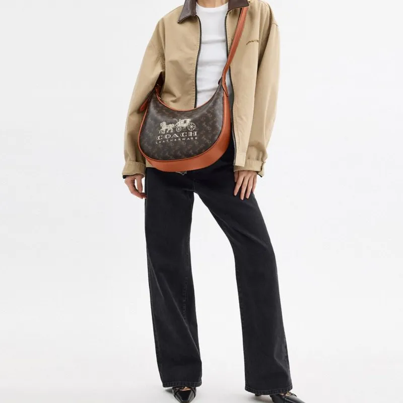 COACH Ace Artificial Leather With Cow Leather Crescent Bag, Crossbody Bag, Shoulder Bag Tubas Women's Truffle-6