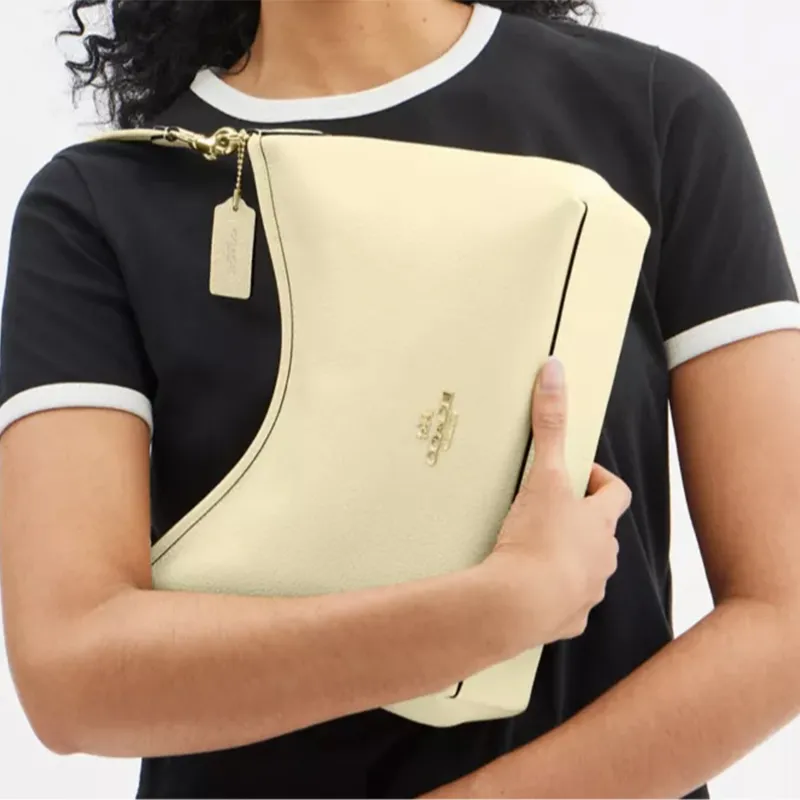 COACH LAUREL Leather One Shoulder Handbag Tubas Women's Beige Yellow-4