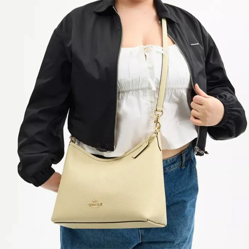COACH LAUREL Leather One Shoulder Handbag Tubas Women's Beige Yellow-6