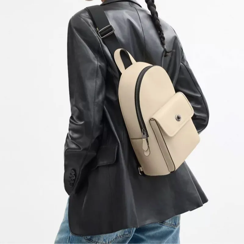 COACH Turnlock Calfskin Sling Bag Trumpets Men's Ivory-4