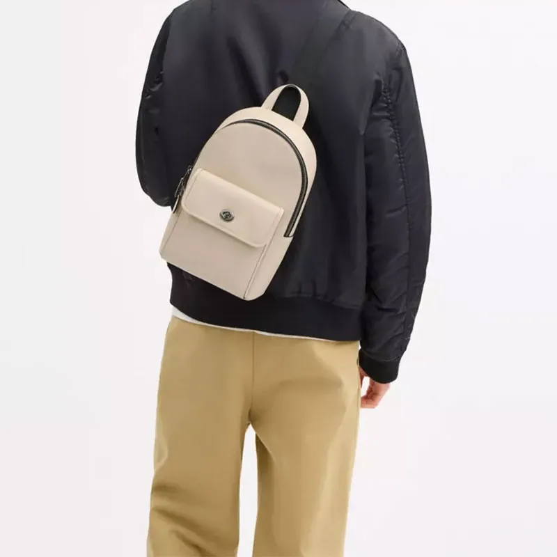 COACH Turnlock Calfskin Sling Bag Trumpets Men's Ivory-5